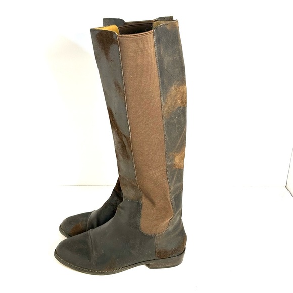 KORS Michael Kors Dark Brown Waxy Suede Leather Knee Boots Size 6 TINY FLAW - Picture 3 of 14